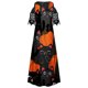 thumbnail image 5 of Vestido largo de manga corta de Halloween de encaje con cuello en V informal con estampado de verano para mujer a la moda Fridja bnh6177, 5 of 5