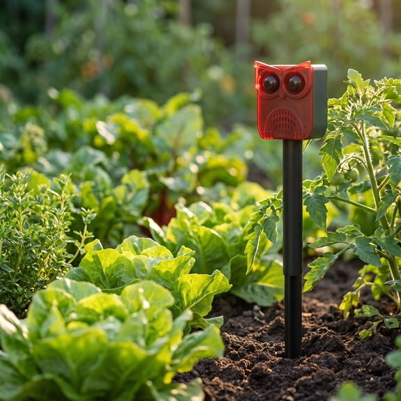 Fmbmuo Outdoor Solar Animal Repellent Stake With Motion Sensor Ultrasonic Sound Flashing Light For Garden Farm Yard