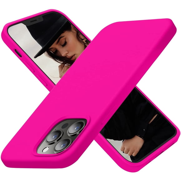 IBAOLEA Étui Conçue pour iPhone 13 Pro pour Femmes, Étui de Téléphone en Silicone Ultra Mince Antichoc Protectrice avec [Doublure en Microfibre Douce Anti-Rayures], 6,1 Pouces, Rose Vif
