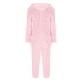 thumbnail image 4 of GPOECD Combinaison Pyjama à Capuche Duveteuse pour Femmes, Manches Longues, avec Poches, Pyjama d'Hiver pour Femmes, Chaud, Rose, G, 4 of 5