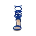 thumbnail image 5 of BLISSFUL STEP Women's Lace Up and Ankle Strap Block Heel Sandals Deep Blue 6, 5 of 7