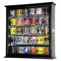 Mirror Backed and 4 Glass Shelves Shot Glass Display Case Cabinet