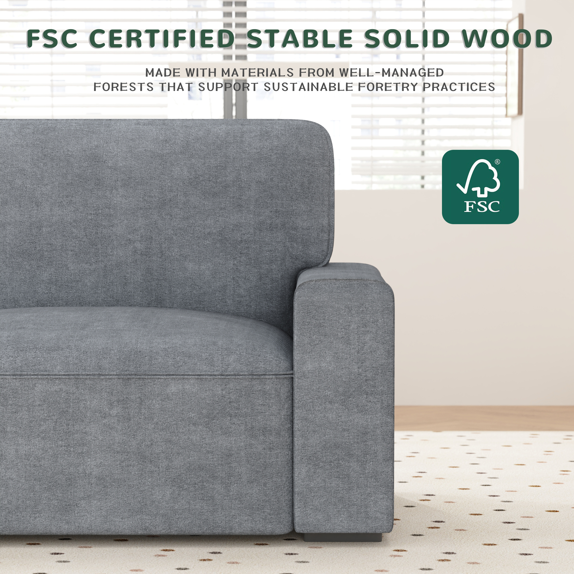 AAQZ 87" Comfy Sofa for Living Room, 3 Seater Chenille Fabric Couch for Small Space, Light Gray
