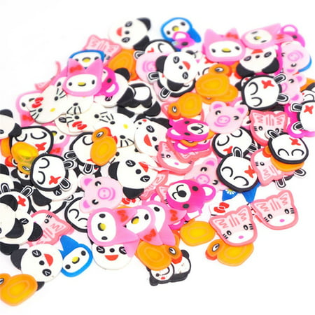 BEAD BEE 50PCS Colorful DIY 3D FIMO Slice Face Decoration for Homemade Slime Making Craft