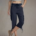 thumbnail image 3 of Tnhcen Women's Multi-Pocket Cargo Pants Capri Pants Lightweight Hiking Jogger Pants Twill Drawstring Cuff Capri Trousers S-2XL, 3 of 7