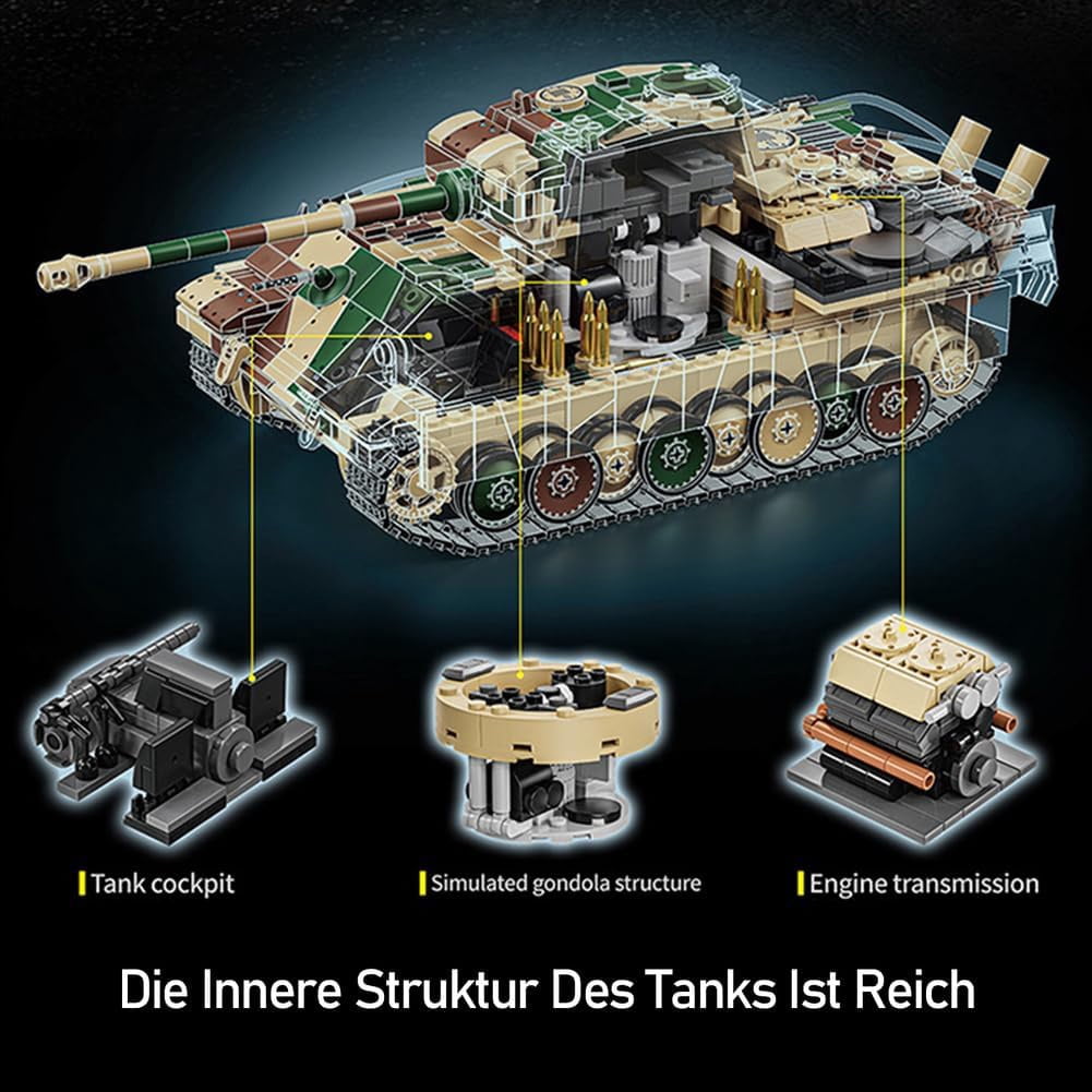 GZBrick Panzer Medium G-Type Tank Building Sets WW2 Military Toy for Adults Boy Compatible with Lego 1962PCS