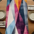 thumbnail image 5 of Colorful Rhombus 36 Inch Table Runner, Abstract Geometric Artwork Farmhouse Dresser Scarf Cotton & Linen Tablerunner for Dining/Kitchen Island/Holiday Party Décor Small 13" x 36", 5 of 9