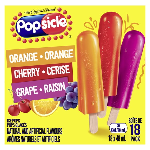 Pops glacés Popsicle Orange, Cerise & Raisin 18 x 48 mL
