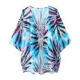 thumbnail image 6 of Trendfront Womens Tie Dye Kimono Cardigan Short Sleeve Open Front Lightweight Loose Fit Casual Summer Beach Vacation Layering Cover Up, 6 of 9