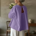 thumbnail image 7 of Lenpel Women's Tops 3/4 Length Sleeve Crew Neck Open Back Pleated T-Shirts Loose Tunic Blouses Trendy Casual Tees, 7 of 7