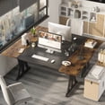 thumbnail image 5 of Bestier 70 Inch Large Computer Desk, Modern Two-Tone Executive Office Desk with Sturdy K-Shaped Metal Frame, Industrial Home Office Writing Desk for Gaming, Studying, and Working, Rustic Brown, 5 of 14