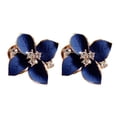 thumbnail image 1 of BRIGHTFUFU Un par de aretes Pendientes elegantes en forma de camelia Joyería de aleación con patrón floral de moda para mujeres y niñas (azul), 1 of 7