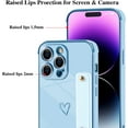 thumbnail image 3 of Compatible with iPhone 14 Pro Max Case for Women Girls,Soft TPU Cute Love Heart Plating Bumper Wristband Holder Bling Phone Case Slim Anti-Scratch Shockproof Luxury Case Cover(Sky Blue), 3 of 14