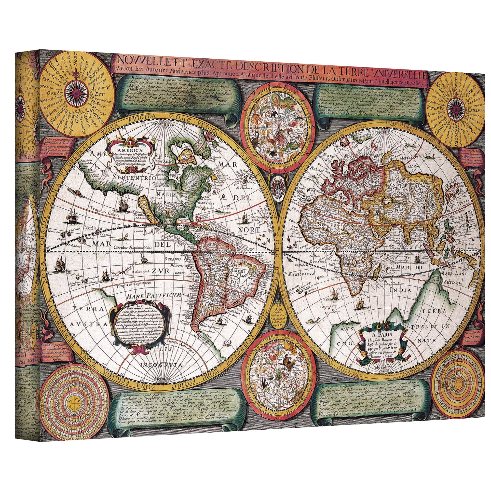 Jean Boisseauc "Map Of The World" Gallery-Wrapped Canvas