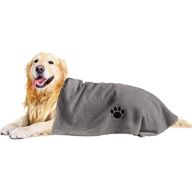 Microfiber Dog Towels for Drying Dogs, Super Absorbent and Soft Pet Grooming Towel, 40 Inch X 23.6 Inch, Perfect Dog Shower & Bath Supplies for Large, Medium or Small Dogs, Grey