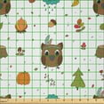 thumbnail image 2 of Ambesonne Forest Fabric by the Yard Microfiber, Owls Pumpkins Trees Leaves, 2 Yards, Pale Caramel Lime Green, 2 of 2
