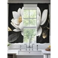 thumbnail image 2 of Gorgeous Flowers Sheer Curtains 63 Inch Length 2 Panels Set, White Gold Floral Botanicals Black Voile Window Treatment Rod Pocket Curtains Sheers Drapes for Bedroom/Living Room/Kitchen 52x"63"x2, 2 of 7