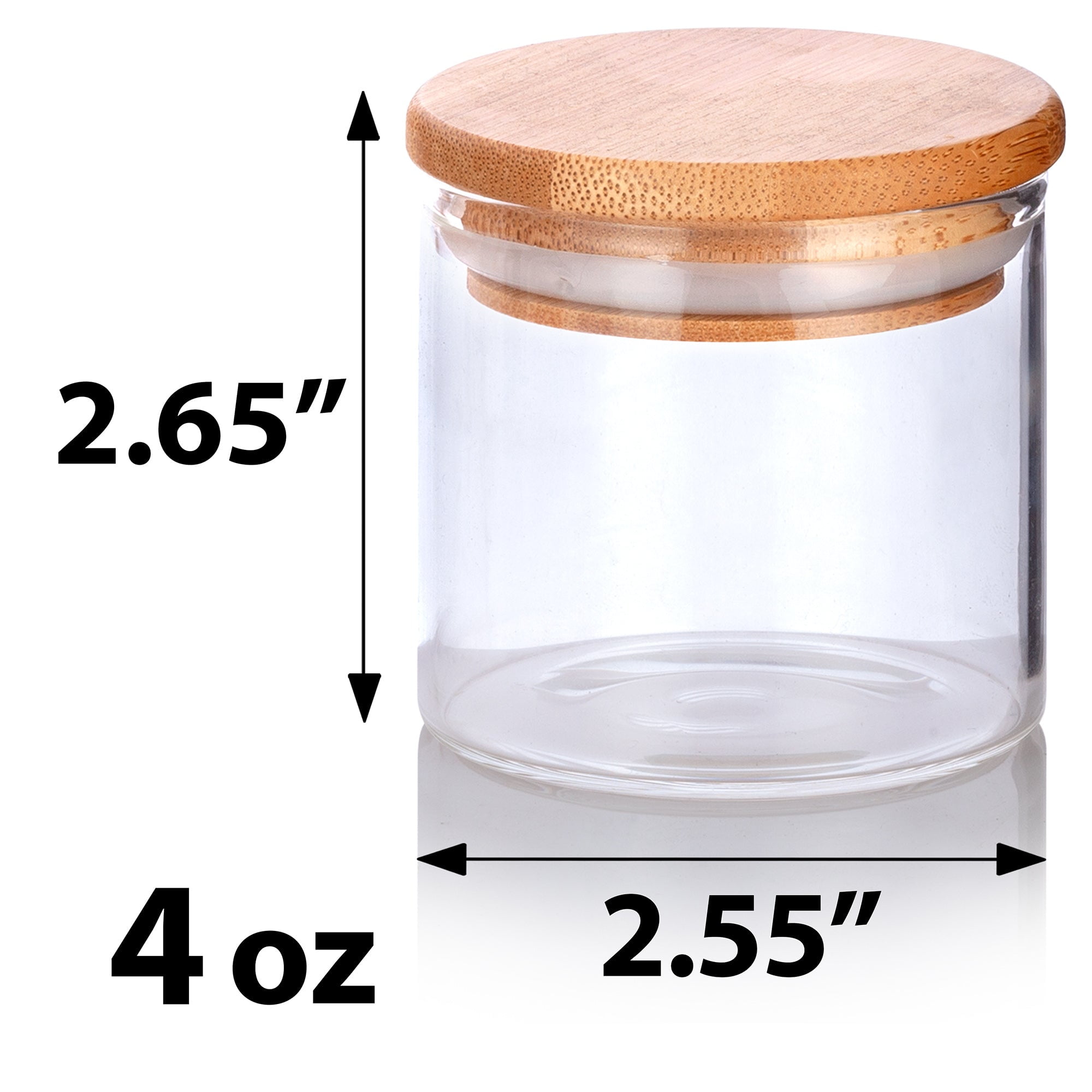 JOUALY 4-Pack Glass Food Storage Jar 18.2 oz,100% Sealed Borosilicate Glass  Bamboo Glass Jars with Bamboo Lid and Bamboo Spoon for Candy, Spices