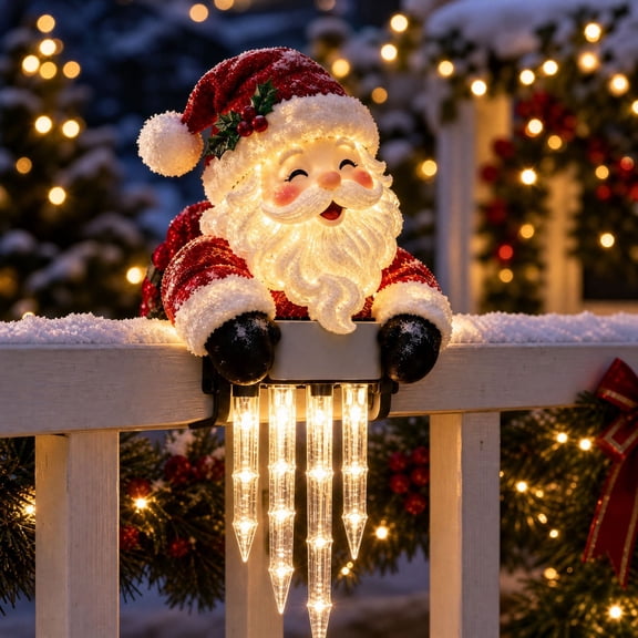 Christmas Decorations Santa Claus Railing Light Decoration for Home Decor, Battery Operated Christmas Lights, Holiday Ambient Light Gift for Christmas Lovers and Families