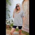 thumbnail image 4 of Sudadera con Capucha de Media Cremallera para Mujer, de Corta, Informal, con Bolsillos. Gris XXL, 4 of 10