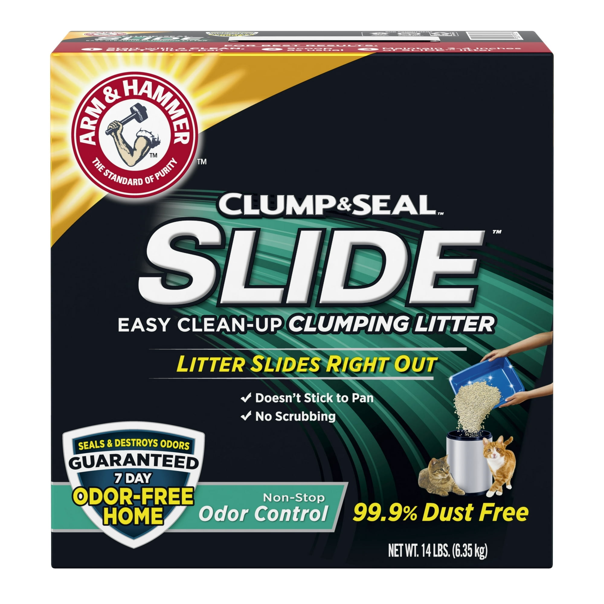 (2 pack) ARM & HAMMER Slide Clumping Cat Litter, Non-Stop Odor Control, 14lb