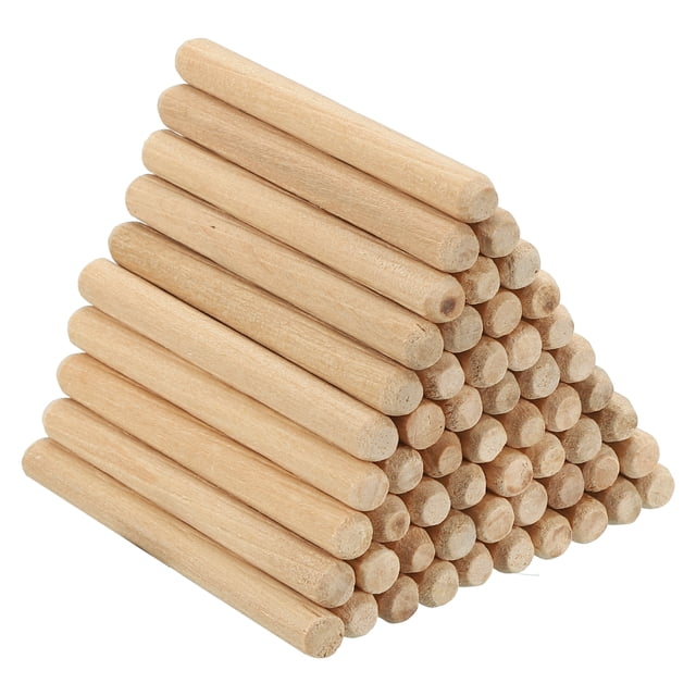 Clavijas de madera Uxcell, clavija de madera estriada, ranura biselada para proyectos de muebles y manualidades 1/4" x 2-3/8" 120 piezas