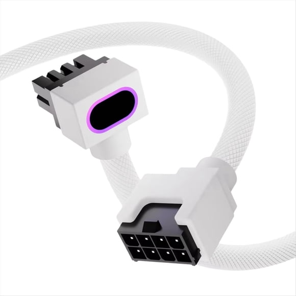 Cable de Extensión para Placa Base CPU8PIN, Cable ARGB para PC con 5 V, 3 Pines, Diseño de Ángulo Recto de 90° de 18 AWG, Conectores Macho A Hembra B