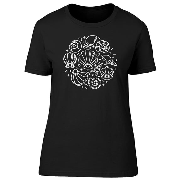 Circle Of Sea Shells B&W Tee Women's -Image by Shutterstock