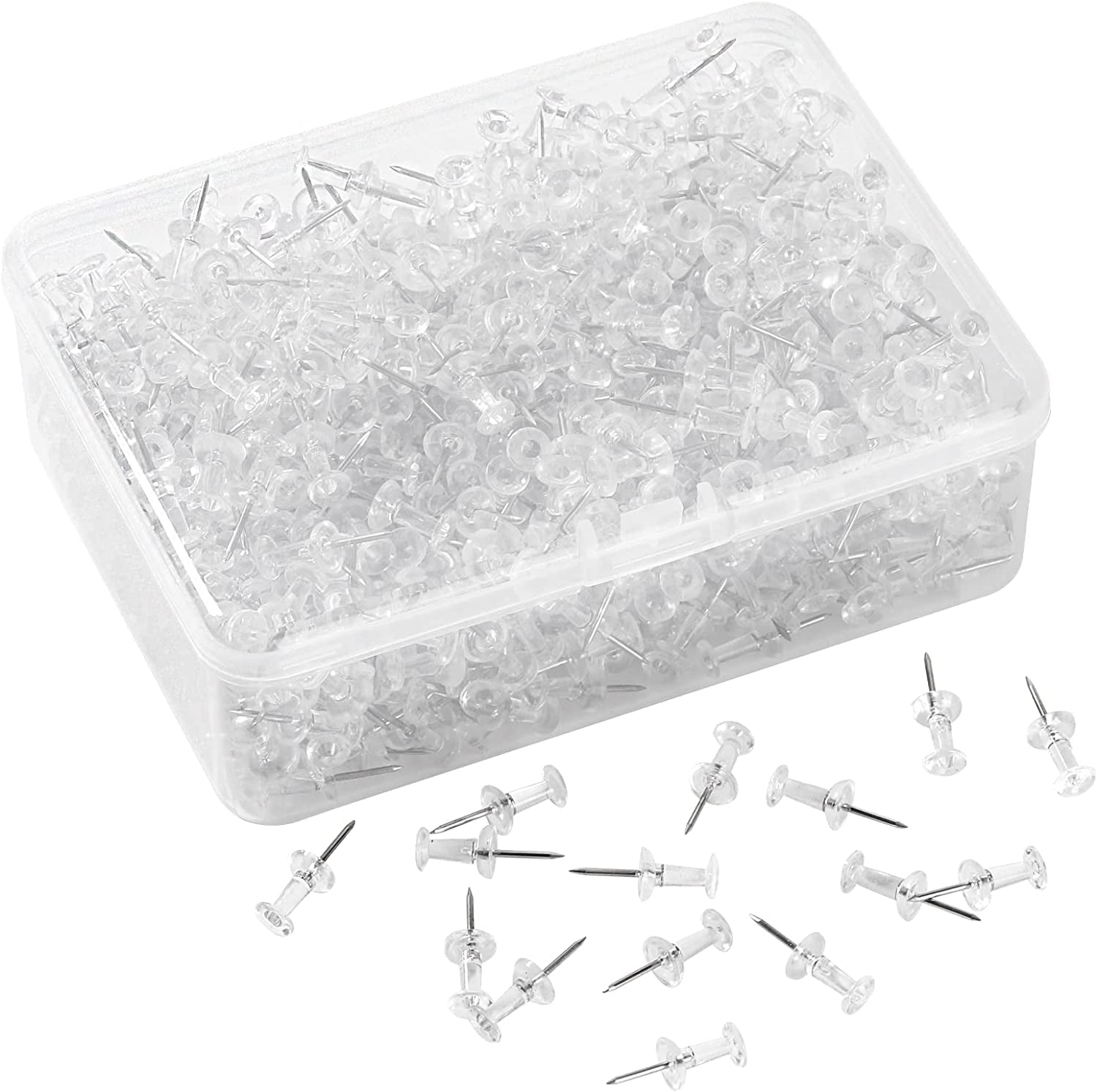 Push Pins Tacks 800-Pack Clear Thumb Tacks with White Steel Point Tacks ...