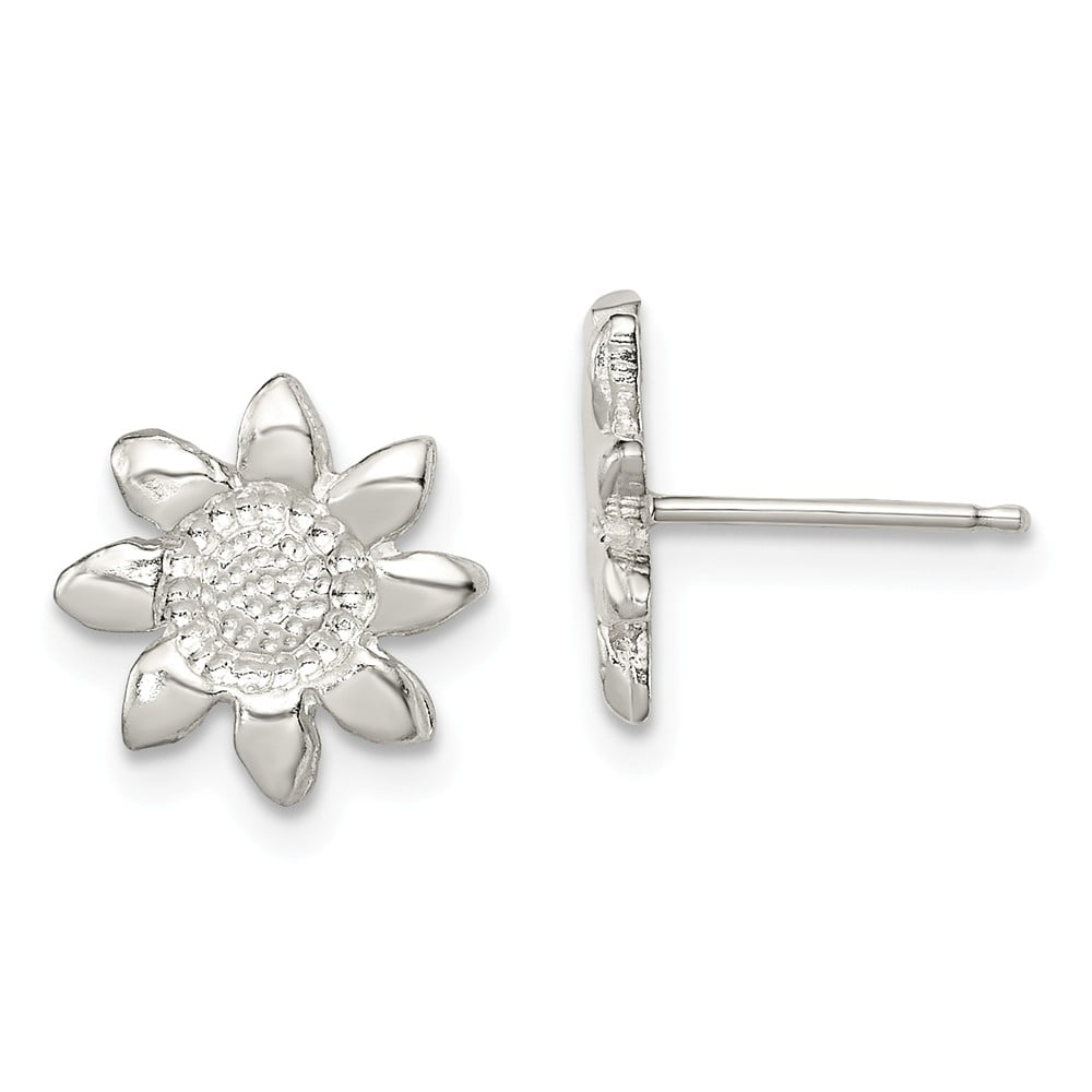 Approximately 11 x 10mm Sterling Silver Flower Mini Earrings