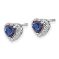 thumbnail image 4 of Auriga Fine Jewelry 925 Sterling Silver Created Sapphire and Diamond Heart Stud Earrings for Women, 4 of 6