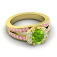 thumbnail image 3 of Diamond-Capitals 2.35 Carat Oval Cut Peridot & Pink Sapphire Gemstone Luxurious Wedding Ring for her Solid 18K Yellow Gold Size 9.5, 3 of 8