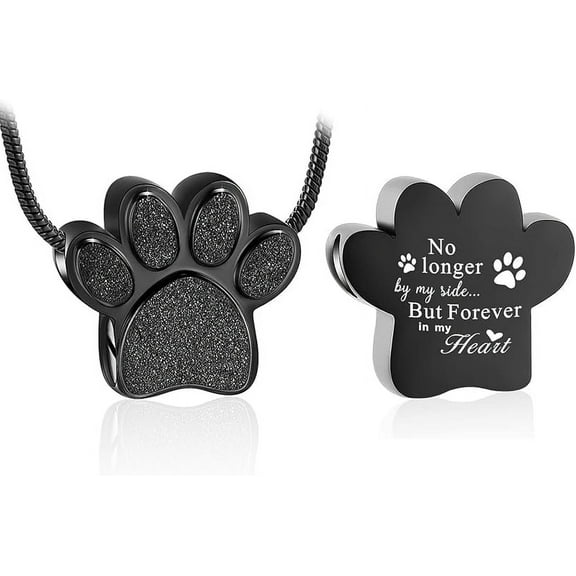 Personalized Paw Print Ashes Urn Necklace Custom Name / Date for Women Men Pet Lover Stainless Steel Memorial Dog Cat Pet Keepsake with Funnel Fill Kit