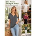 thumbnail image 6 of Cuteduck Women's Short Sleeve V-Neck T-Shirt – Button Front, Loose Fit Solid Color Soft Summer Top – Casual Everyday Essential S-2X, 6 of 7