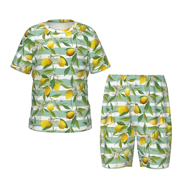 Balery Lemon Conjunto de Pijama Infantil de Manga Corta con Estampado – Ropa de Dormir de Algodón Suave-3X-Large