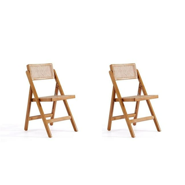 Manhattan Comfort Pullman Folding Dining Chair, Nature Cane (Set of 2)