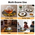 thumbnail image 2 of Yellow Sunflowers Round 13 Inch Placemats Set of 2, Farmhouse Brown Wooden Country Plants HeatResistant Non Slip Place Mats for Dining Table, Wipeable Braided Kitchen Table Mats for Housewarming, 2 of 9