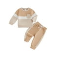 thumbnail image 1 of xiaxaixu Toddler Boy Girl Fall Clothes Contrast Color Long Sleeve Sweatshirt Tops and Pants Set 2Pcs Outfits, 1 of 8