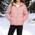 thumbnail image 2 of Kids Hooded Zip up Padded Coat Long Sleeve Warm Winter Jacket with Pockets, Solid Casual Outerwear for Boys Girls Pink, 2 of 8