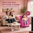 thumbnail image 5 of Snugway Kids Recliner Chair, Faux Leather Toddler Armchair with 2 Cup Holders & Side Pocket, Hot Pink, 90lbs Capacity for 1+ Years Old, 5 of 9