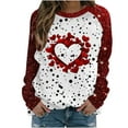 thumbnail image 1 of Penkiiy T-Shirt Décontracté à Col Rond pour Femmes, Manches Longues, Mignon, Tendance, Grande Taille, Imprimé Cœur, L Rouge, 1 of 5