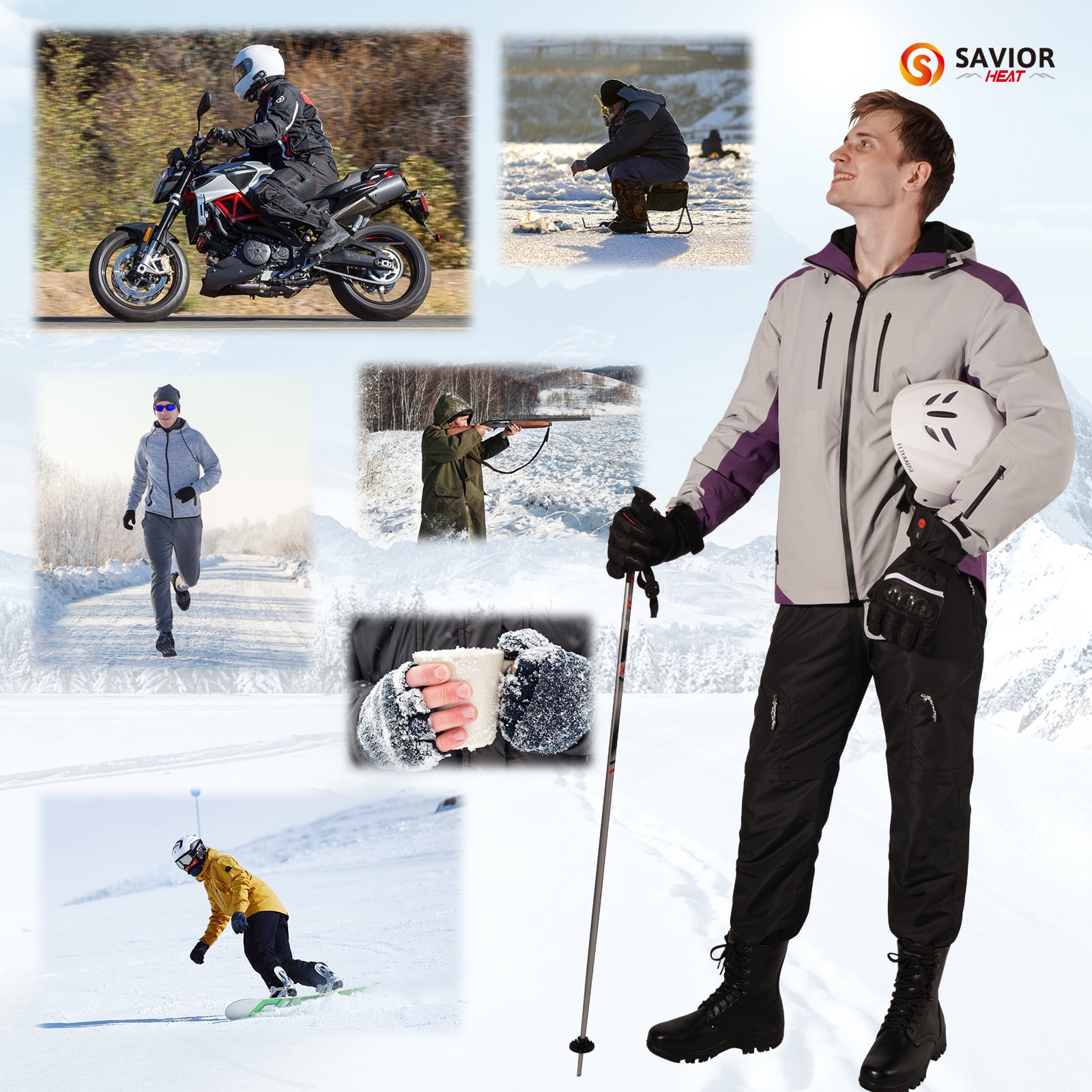 SAVIOR Heated Gloves With Battery,7.4v 2200mah Rechargeable Heated Gloves Skiing and Snowboarding Gloves (Black)