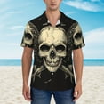 thumbnail image 4 of Daiia Gothic Winged Skull Hawaiian Shirt for Men Gentle Cotton Regular Short Sleeve Casual-X-Large, 4 of 9