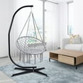 thumbnail image 3 of Costway Support de Hamac Suspendu avec Chaise Balançoire en Macramé de Coton Gris, 3 of 6