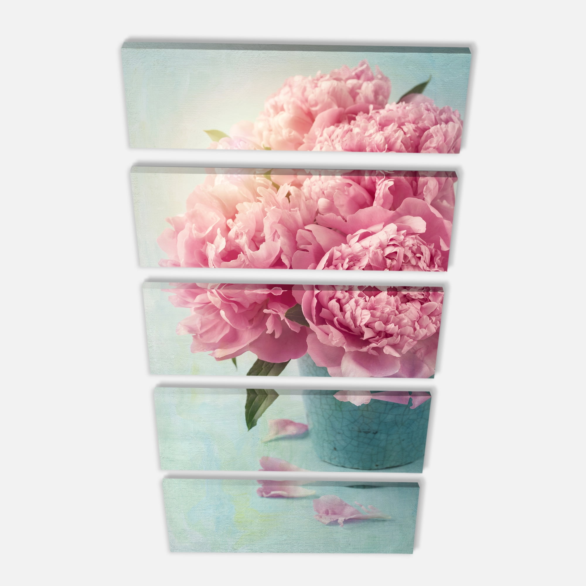 Designart 'Pink Peony Flowers in Vase ' Large Floral Wall Art Canvas