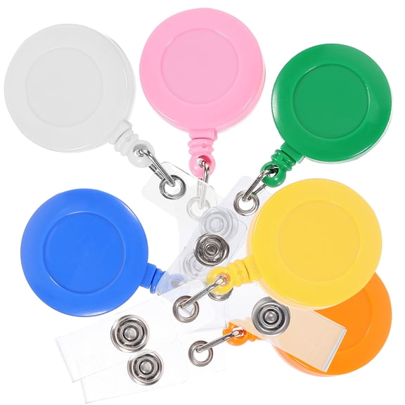 SILENRADAWN 6Pcs Assorted Color Retractable Badge Reels with Clips for Convenient Work Id Card Holding