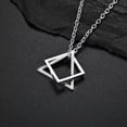 thumbnail image 4 of K-KED Men's Silver Black Geometric Minimalist Square Triangle Pendant Necklace-Silver, 4 of 7