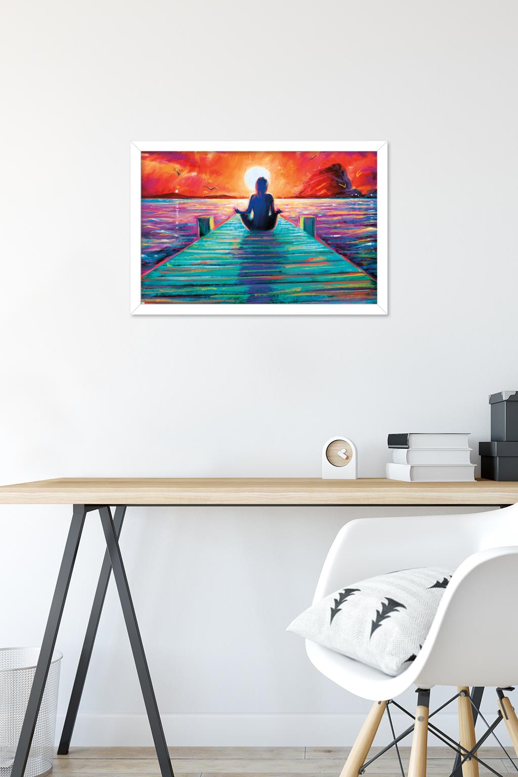 PD Moreno - Fine Art - Yoga Dock Wall Poster, 14.725" x 22.375" Framed