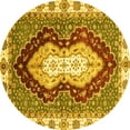 thumbnail image 1 of Ahgly Company Indoor Round Abstract Yellow Modern Area Rugs, 3' Round, 1 of 4