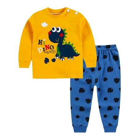 

None Kids Toddler Baby Girls Boys Autumn Winter Dinosaur Print Cotton Long Sleeve Pants Set Clothes 4 Piece Set Baby